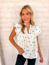 Load image into Gallery viewer, Bow Print White Top