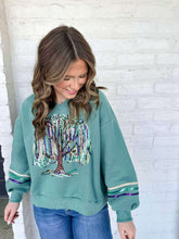 Load image into Gallery viewer, Mardi Gras V Neck Bead Tree With Sequin &amp; Seed bead Sweatshirt