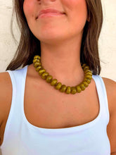 Load image into Gallery viewer, Chunky Olive Beaded Swirl Necklace