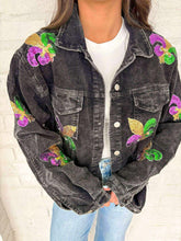 Load image into Gallery viewer, Mardi Gras Mambo Black Corduroy Jacket