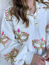 Load image into Gallery viewer, Iridescent Mask Mock Neck Button Up (front &amp; back)