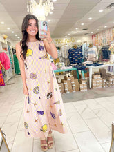 Load image into Gallery viewer, Queen Of Sparkles Licensed LSU Striped Sparkle Gameday Icon Cotton Midi