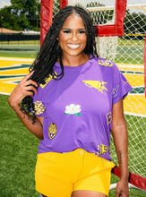 Load image into Gallery viewer, Queen Of Sparkles LSU Mini Icon Purple Tee