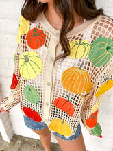 Load image into Gallery viewer, Queen Of Sparkles Beige Multi Pumpkin Crochet Button Up