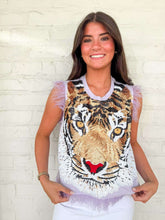 Load image into Gallery viewer, Queen Of Sparkles Lavender Oversized Tiger Feather Trim Tank
