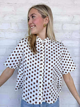 Load image into Gallery viewer, THML Feel The Energy Brown Polka Dot Top