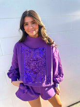 Load image into Gallery viewer, Queen Of Sparkles Purple Queen Mock Neck Sweatshirt