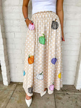 Load image into Gallery viewer, Queen Of Sparkles Beige &amp; White Polka Dot Multi Pumpkin Midi Skirt