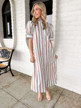 Load image into Gallery viewer, New Start Taupe Stripe Dress