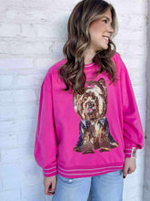 Load image into Gallery viewer, Queen Of Sparkles Hot Pink Yorkie Sweatshirt