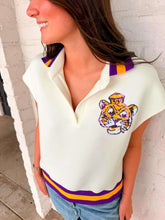 Load image into Gallery viewer, Jordan Amanda Tiger Collar White Top