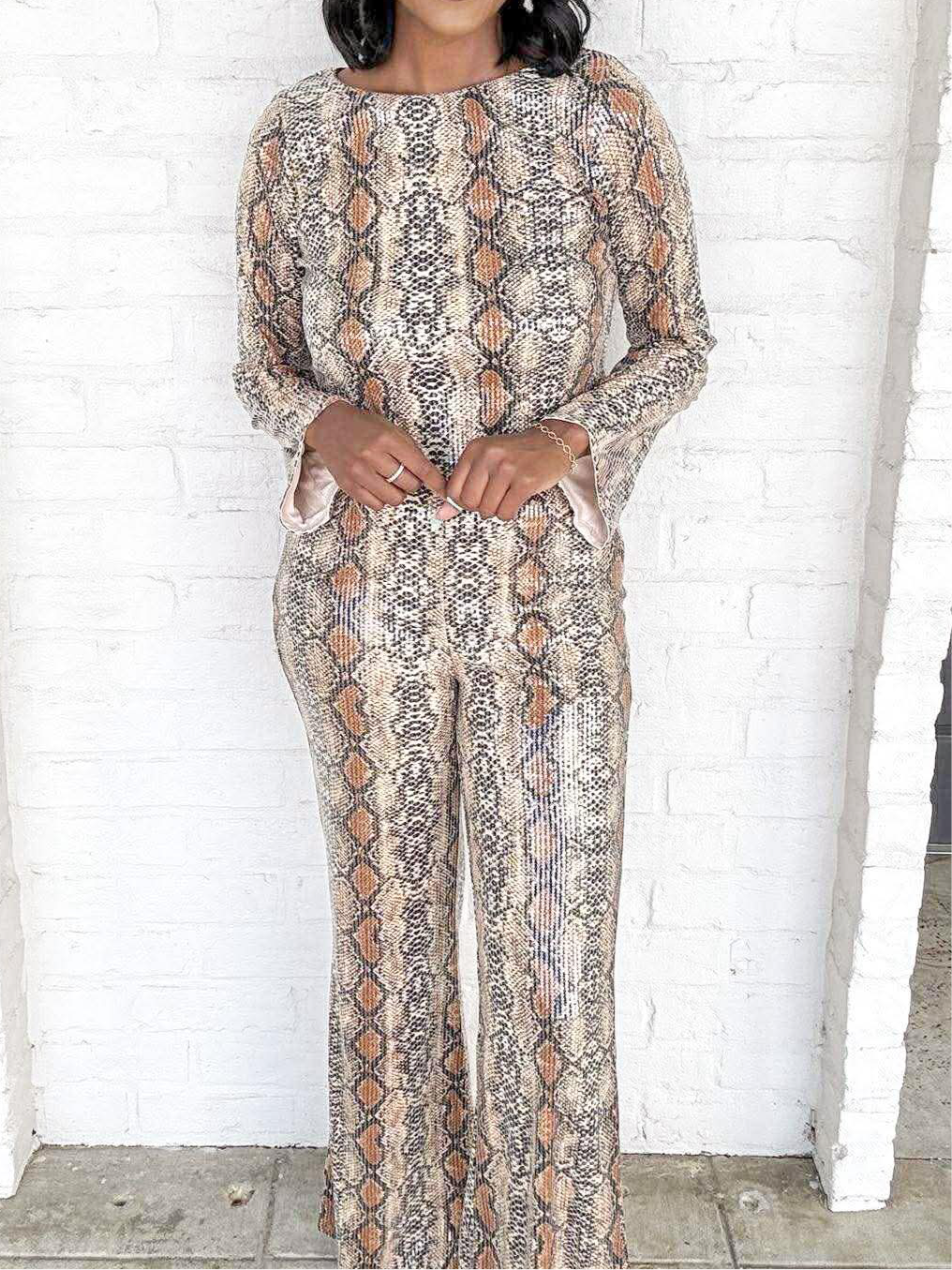 Normal Days From Now SEQUIN Brown Top
