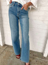 Load image into Gallery viewer, Fabulous News Rhinestone Wide Jeans