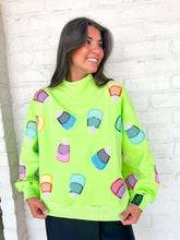 Load image into Gallery viewer, Queen Of Sparkles Green Multi Gingham Candy Corn Mock Sweatshirt