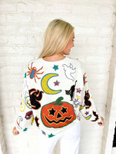 Load image into Gallery viewer, Queen Of Sparkles Ivory Halloween Icon Button Up Cardigan