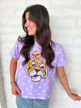 Load image into Gallery viewer, Jordan Amanda Adult Purple Tiger Head Polka Dot Top