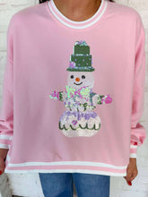 Load image into Gallery viewer, Jordan Amanda Sparkly Pink Iridescent Snowman Sweatshirt
