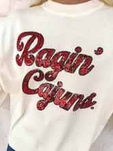 Load image into Gallery viewer, Queen Of Sparkles University Of Louisiana At Lafayette Feathered Sleeve Sweater