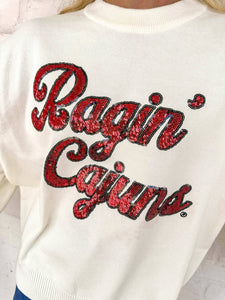 Queen Of Sparkles University Of Louisiana At Lafayette Feathered Sleeve Sweater