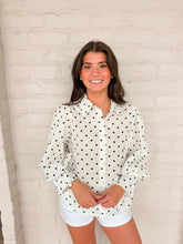 Load image into Gallery viewer, Change The World Polka Dot Navy Top