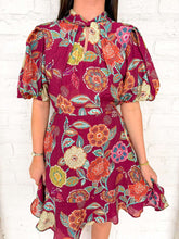 Load image into Gallery viewer, THML Pleased Poppies Burgundy Dress