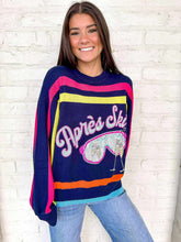 Load image into Gallery viewer, Queen Of Sparkles Navy Multi “Apres Ski” Goggle Sweater