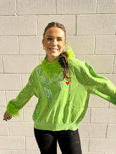 Load image into Gallery viewer, Queen Of Sparkles Green Full Sequin Grinch Sweatshirt