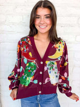 Load image into Gallery viewer, Queen Of Sparkles Maroon Christmas Cowboy Boot Cardigan