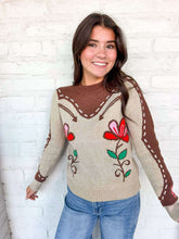 Load image into Gallery viewer, THML Wish You Well Beige Flower Sweater