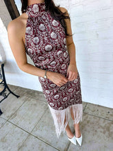 Load image into Gallery viewer, Vintage Vogue Fringe Burgundy Dress