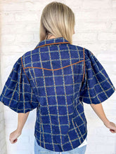 Load image into Gallery viewer, THML Stitched In Plaid Navy Top