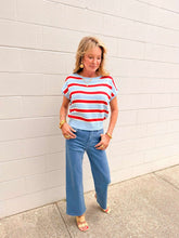 Load image into Gallery viewer, Hard Working Blue &amp; Red Stripe Top