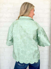 Load image into Gallery viewer, Scallop Secrets Sage Jacquard Top