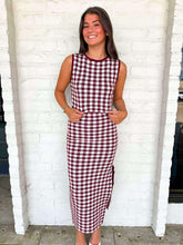 Load image into Gallery viewer, Check Mate Maroon Skirt Set