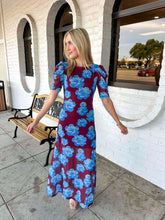 Load image into Gallery viewer, Blossom Blooms Wine Dress