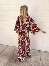 Load image into Gallery viewer, Fall Settings Brown Kimono Maxi Dress