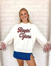 Load image into Gallery viewer, Queen Of Sparkles University Of Louisiana At Lafayette Feathered Sleeve Sweater