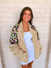 Load image into Gallery viewer, Queen Of Sparkles Ivory Multi Paulette Zip Up Fleece