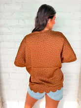 Load image into Gallery viewer, Ivy Lane Brown Polka Dot Top