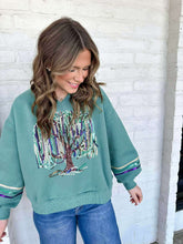 Load image into Gallery viewer, Mardi Gras V Neck Bead Tree With Sequin &amp; Seed bead Sweatshirt