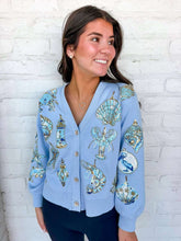 Load image into Gallery viewer, Queen Of Sparkles Light Blue Shell Ornament Cardigan