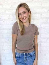 Load image into Gallery viewer, Moving Away Mocha Knit Tee