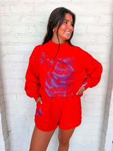 Load image into Gallery viewer, Queen Of Sparkles Red &amp; Light Blue Scattered Jewel Shorts