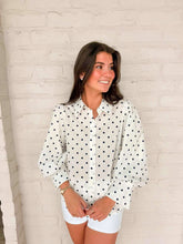 Load image into Gallery viewer, Change The World Polka Dot Navy Top