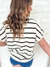 Load image into Gallery viewer, Set A Goal Black Striped Sweater Top