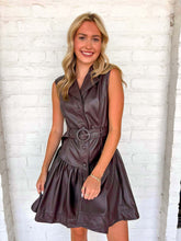 Load image into Gallery viewer, Texas Skies Brown Faux Leather Dress