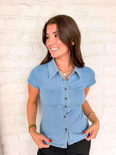 Load image into Gallery viewer, Head High Button Up Denim Top
