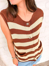 Load image into Gallery viewer, Here We Go Brown Stripe Top