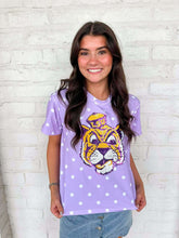 Load image into Gallery viewer, Jordan Amanda Adult Purple Tiger Head Polka Dot Top