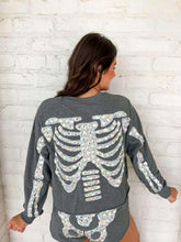 Load image into Gallery viewer, Queen Of Sparkles Charcoal Iridescent Jeweled Skeleton Sweatshirt